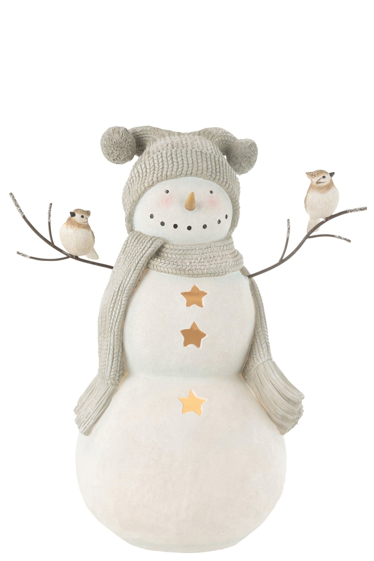 Snowman Birds Resin White/Grey Large