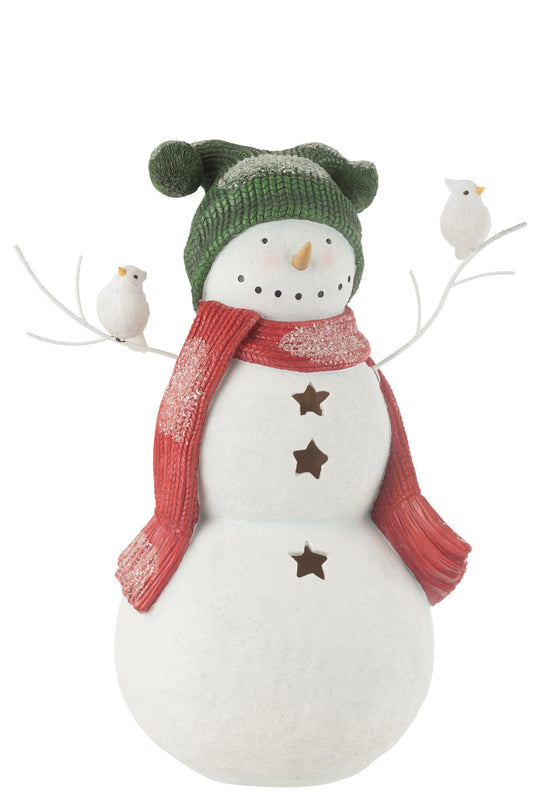 Snowman Birds Resin Red/Green Large