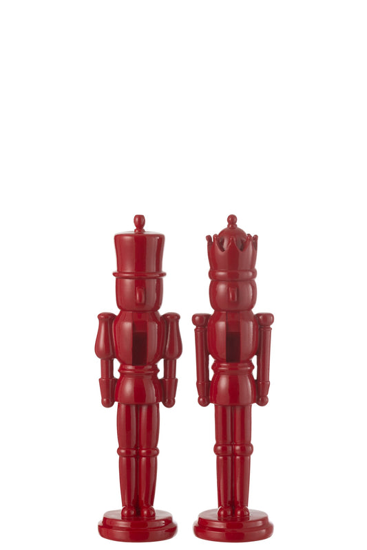 Nutcracker Resin Shiny Red Small Assortment Of 2