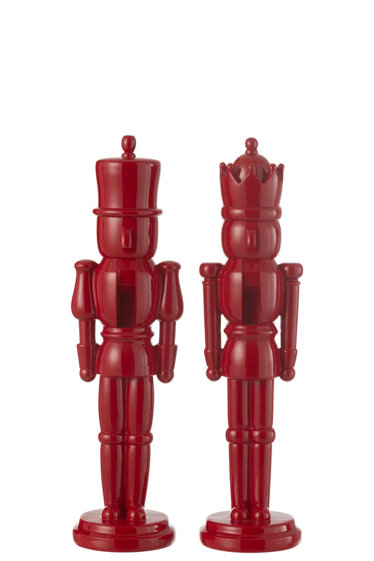 Nutcracker Resin Shiny Red Medium Assortment Of 2