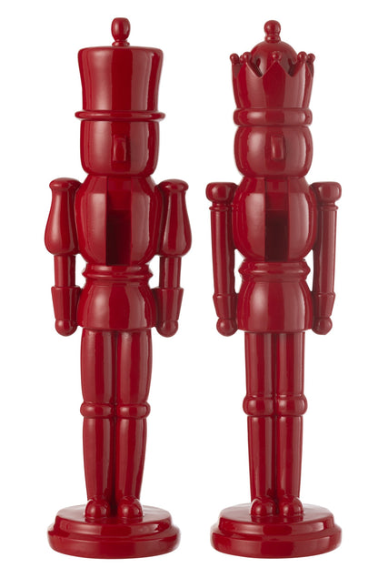 Nutcracker Resin Shiny Red Large Assortment Of 2