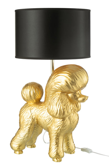 Gold poodle resin lamp