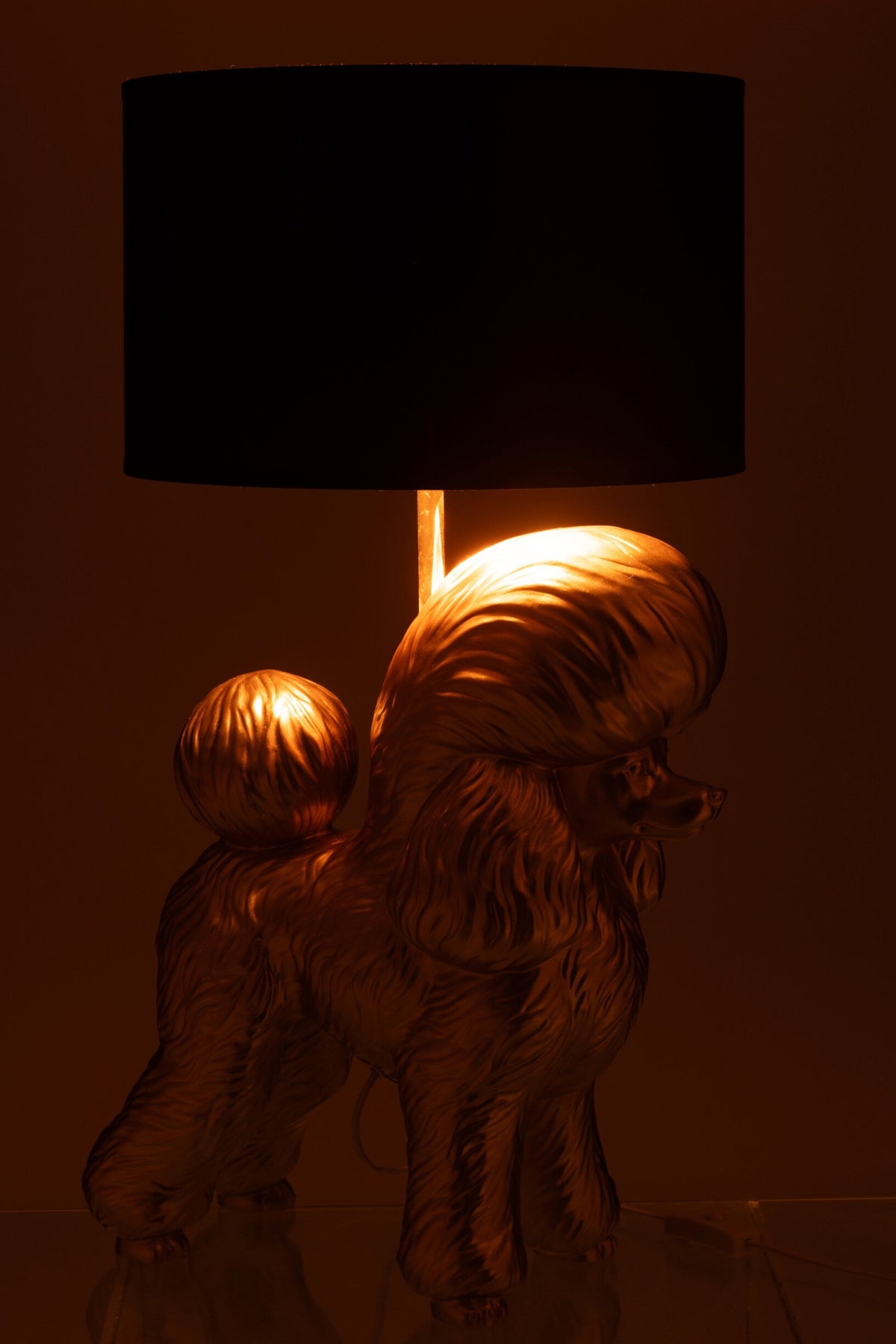 Gold poodle resin lamp