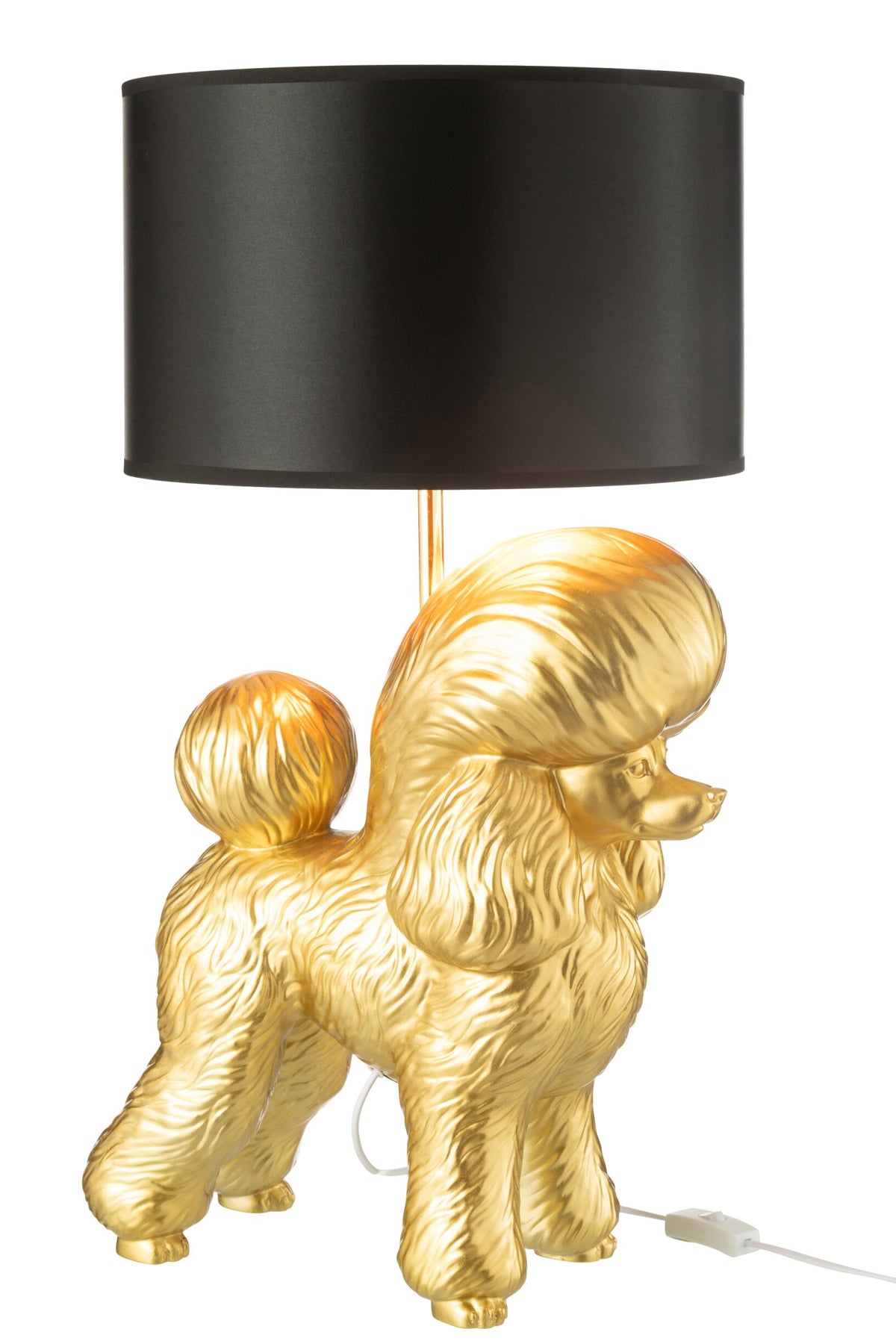 Gold poodle resin lamp