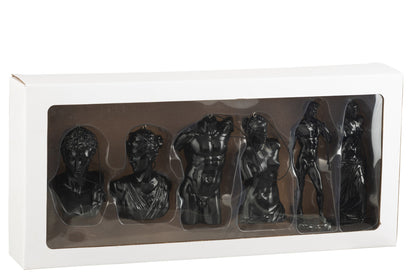 Box Of 6 Hanger Roman Statue Resin Black