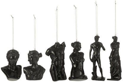 Box Of 6 Hanger Roman Statue Resin Black