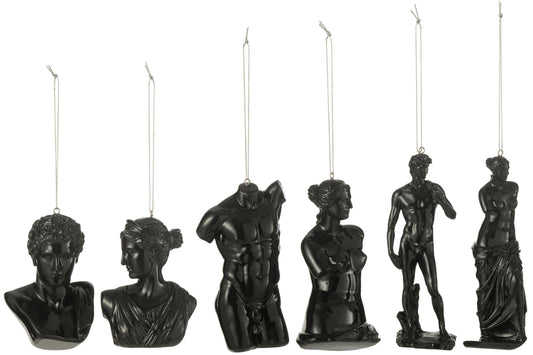 Box Of 6 Hanger Roman Statue Resin Black