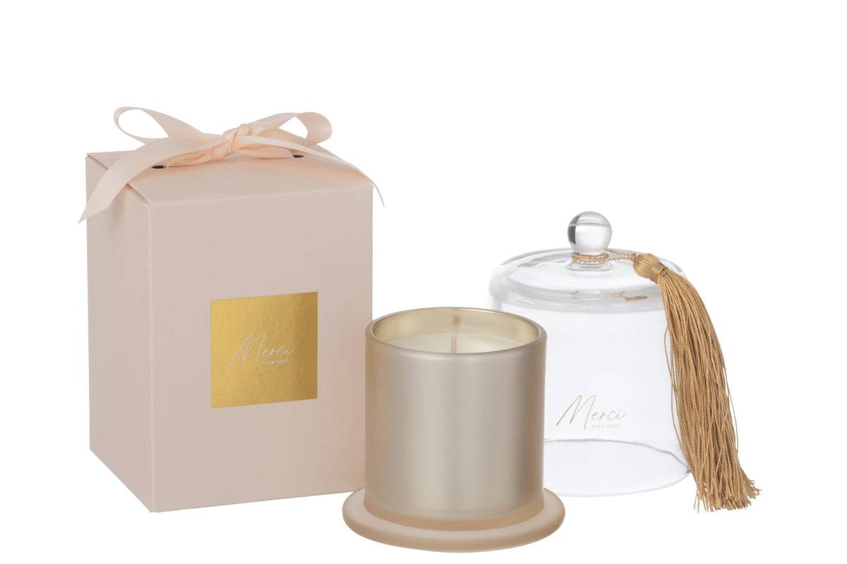 Geurkaars Stolp Merci Beige Small 30uur