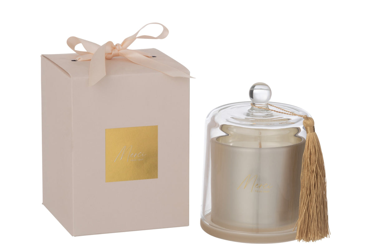 Geurkaars Stolp Merci Beige Large 45uur