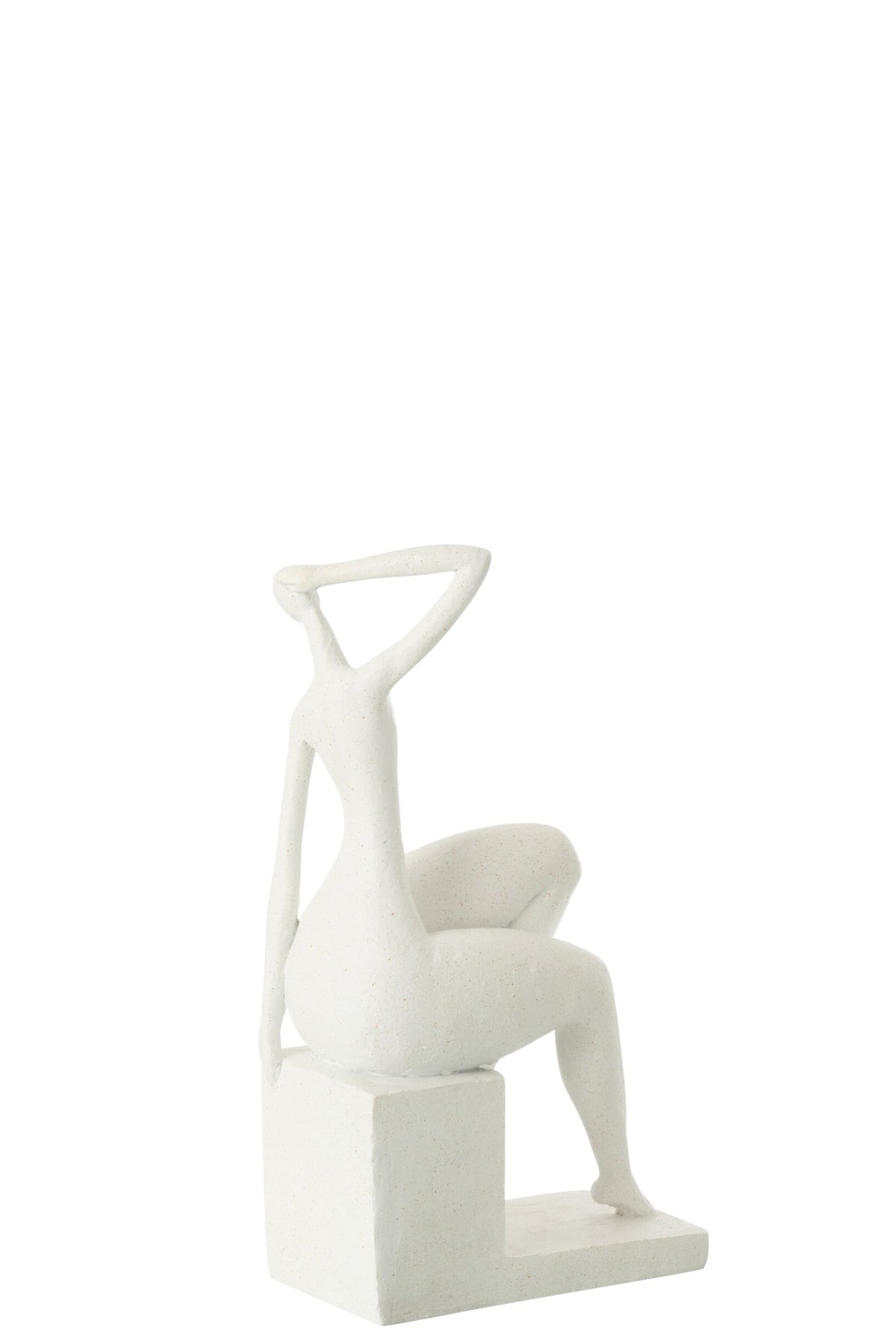 Lady Sitting On Square Resin Matt White