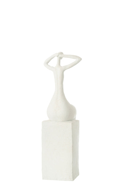 Lady Sitting On Rectangle Resin Matt White