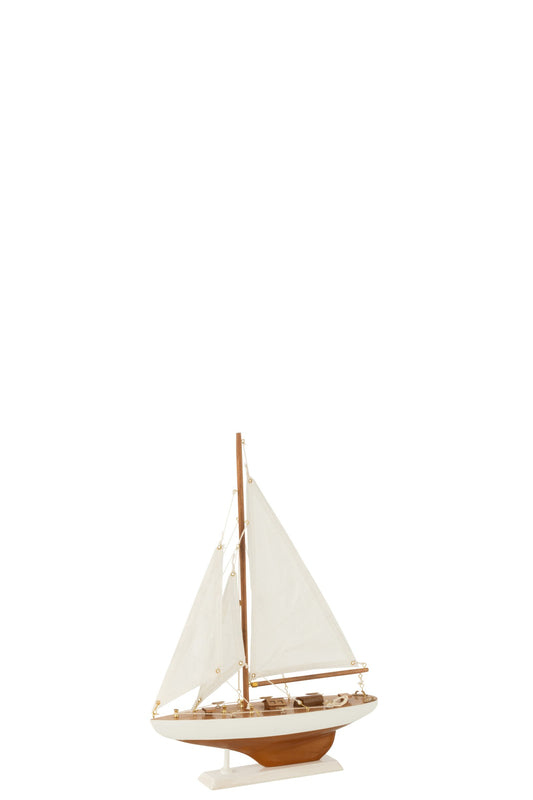 Sailboat Wood White/Natural Small