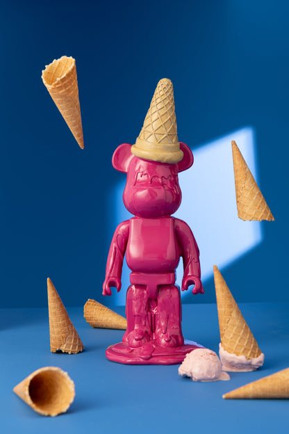 Bear Ice Cream Cone Resin Fuchsia