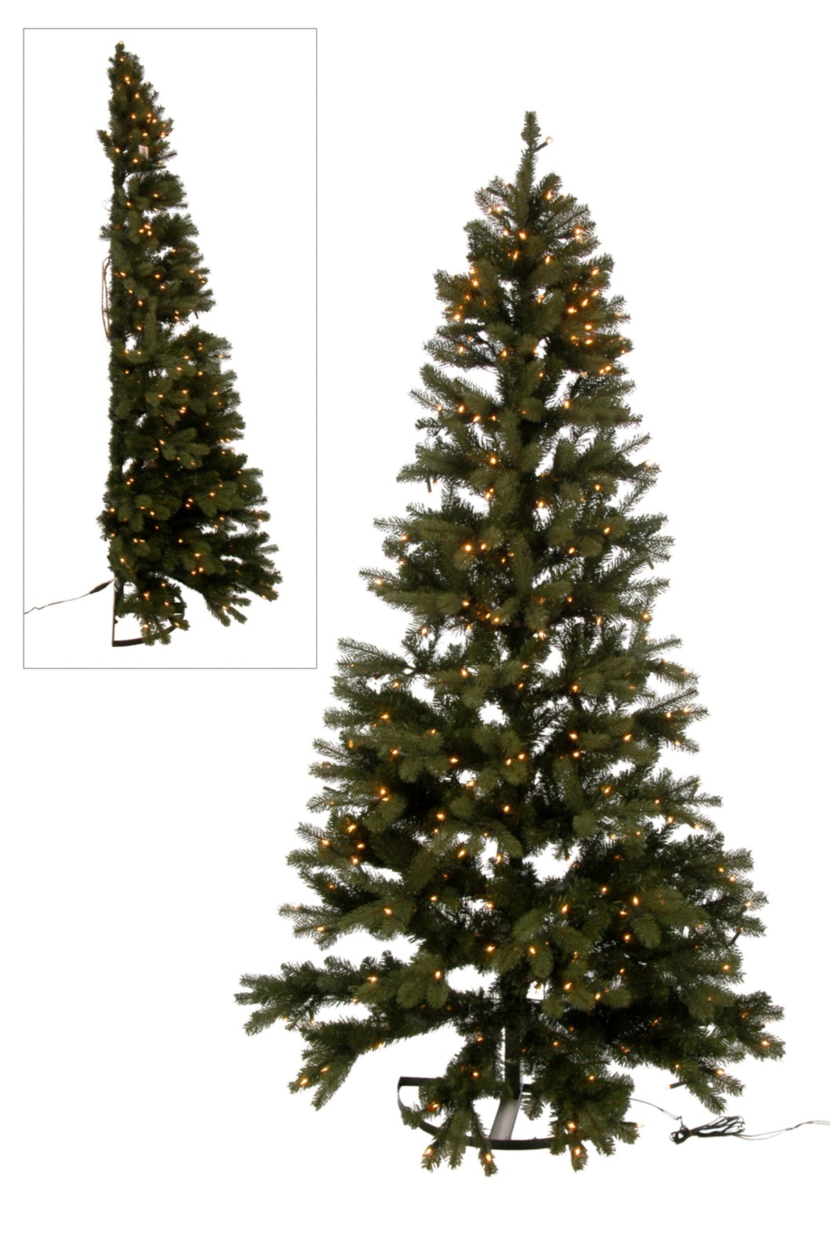 Christmas Tree+Leds Half Wall Plastic Green