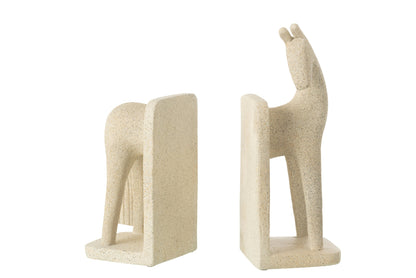 Set Of 2 Bookend Horse Modern Resin Beige