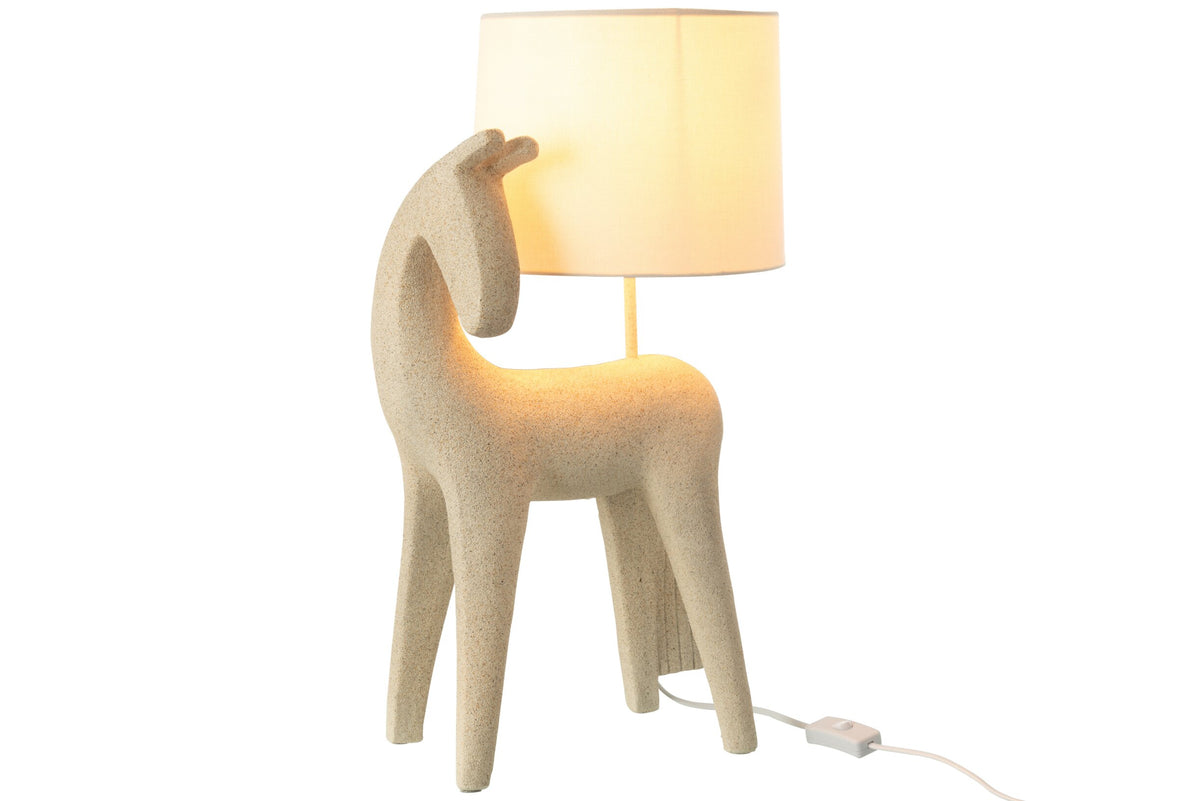 Modern beige resin horse table lamp