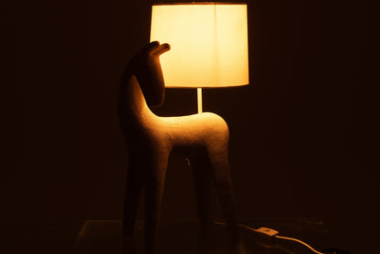 Modern beige resin horse table lamp