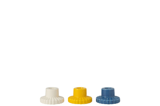 Kandelaar Strepen Porselein Mix Assortiment Van 3