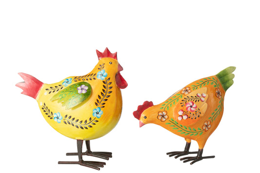 Hen Drawings Greenery Iron Mix Assortment Of 2