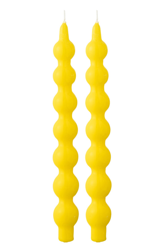 Doos Van 2 Kaarsen Kalebas Fluo Geel - 5 Uur