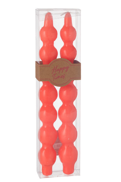 Doos Van 2 Kaarsen Kalebas Fluo Rood - 5 Uur
