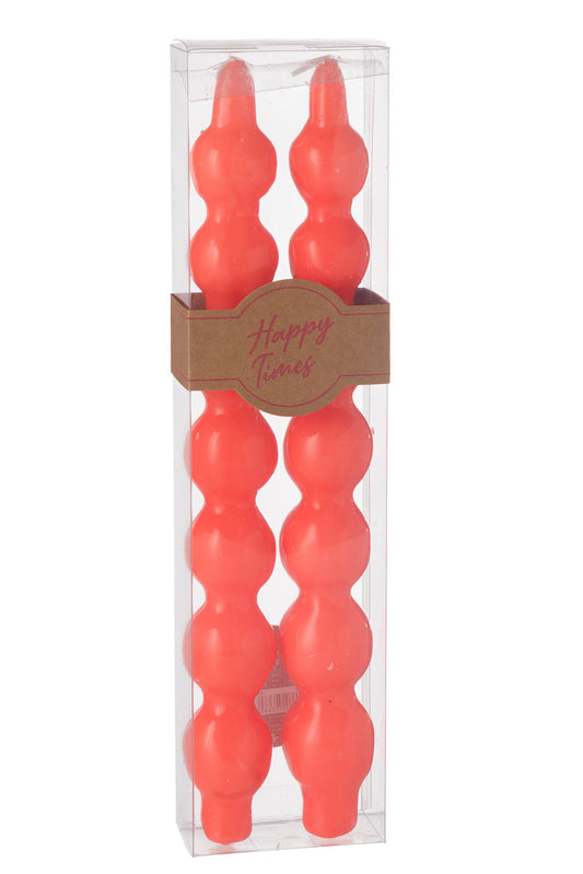 Doos Van 2 Kaarsen Kalebas Fluo Rood - 5 Uur