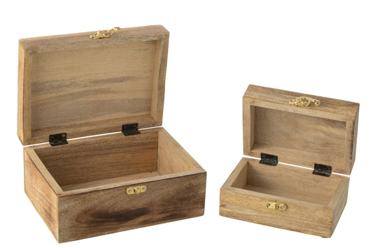Set van 2 dozen hart mango hout roze