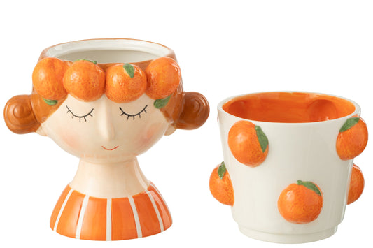 Flowerpot 2 Parts Orange Girl Dolomite