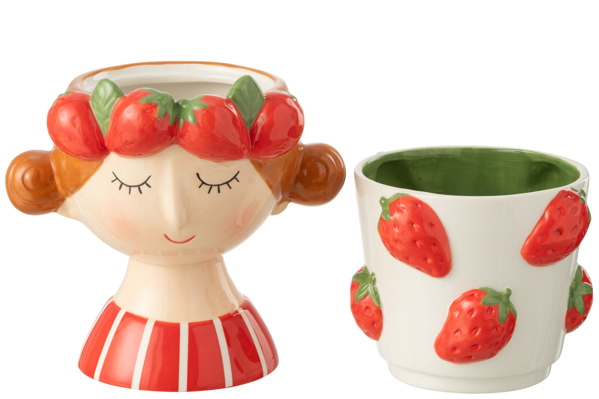 Flowerpot 2 Parts Strawberry Girl Dolomite