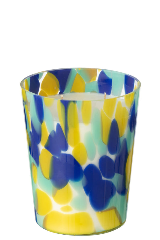 Geurkaars Noa Blauw/Geel Medium -68uur