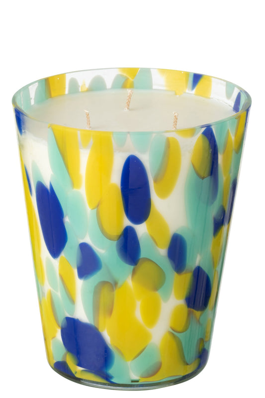 Geurkaars Noa Blauw/Geel Large -95uur