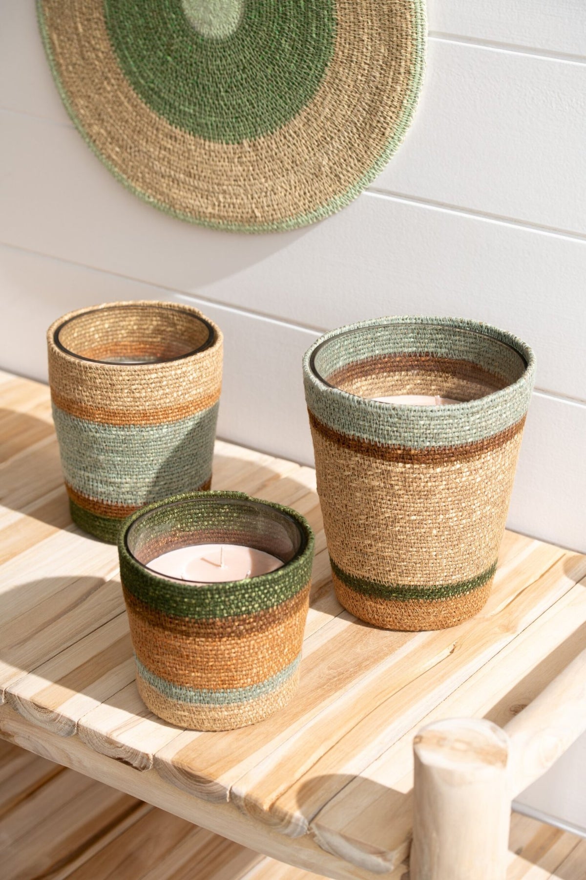 Geurkaars Mand Beige Bei/Bl Small- 45 Uur