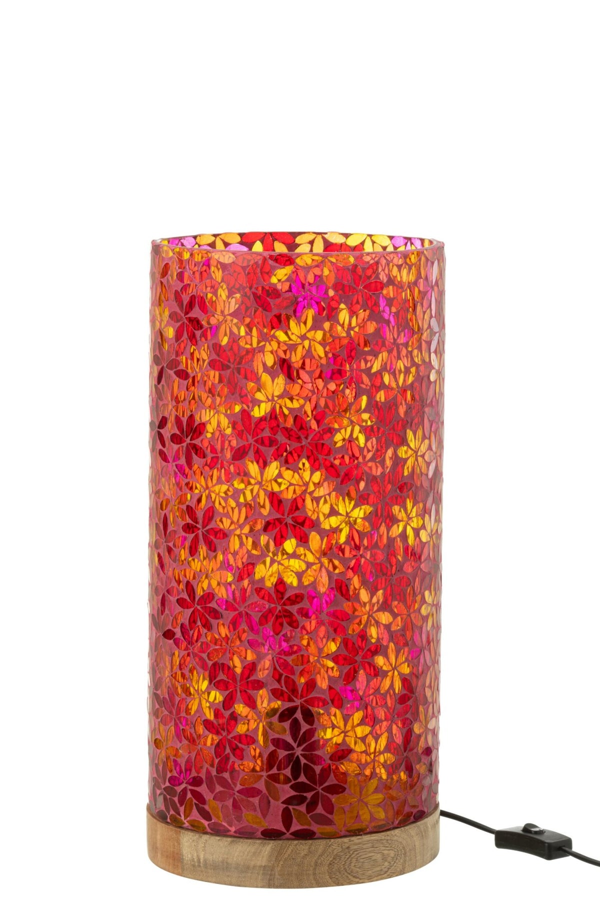 Large pink mosaic glass flower table lamp