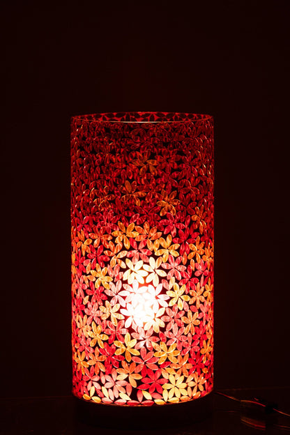 Large pink mosaic glass flower table lamp