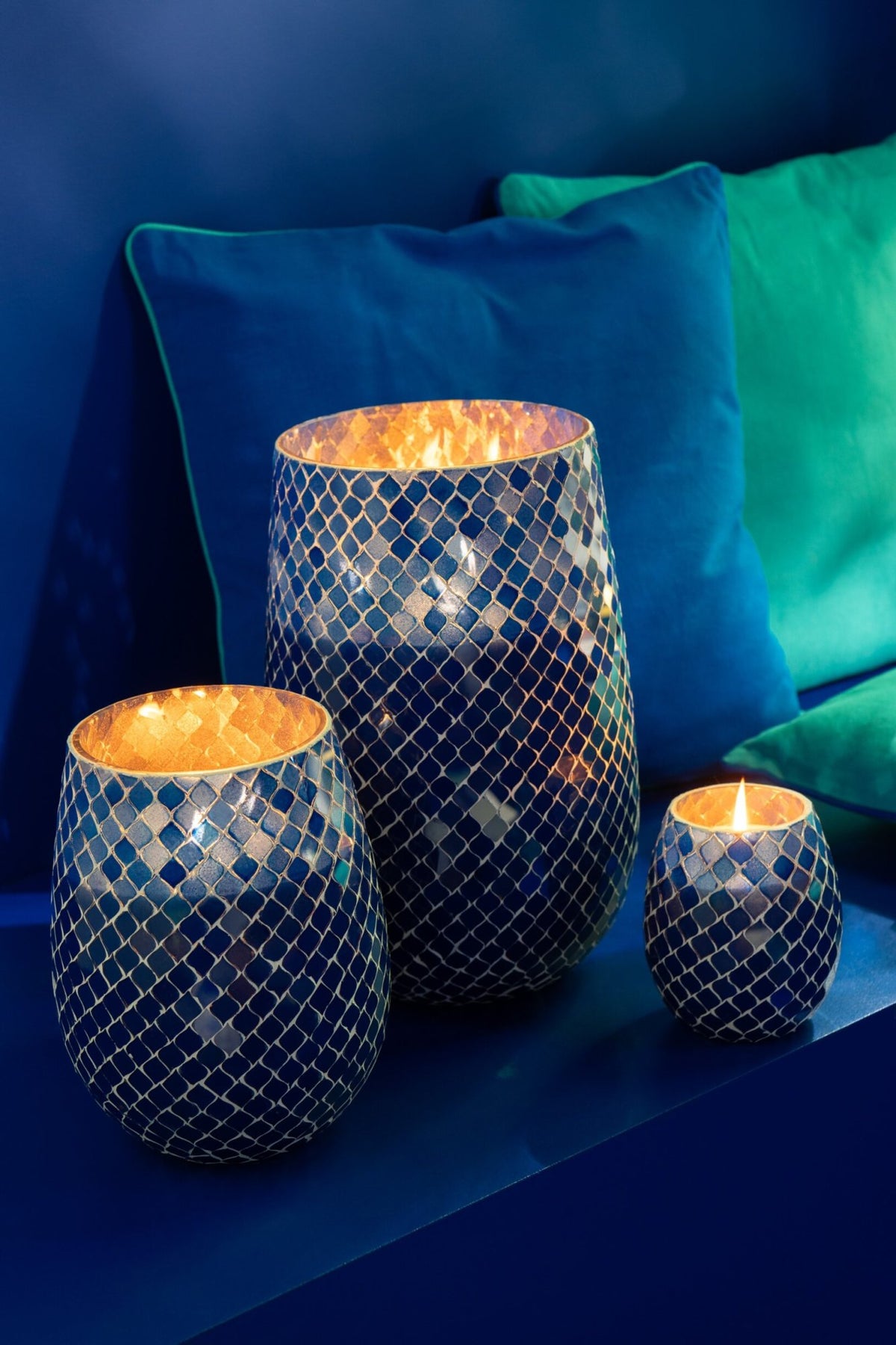 Geurkaars Mia Mozaeik Blauw Large-230h