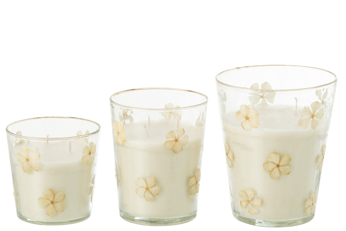Geurkaars Bloemen Glas Transparant Large - 75 Uur