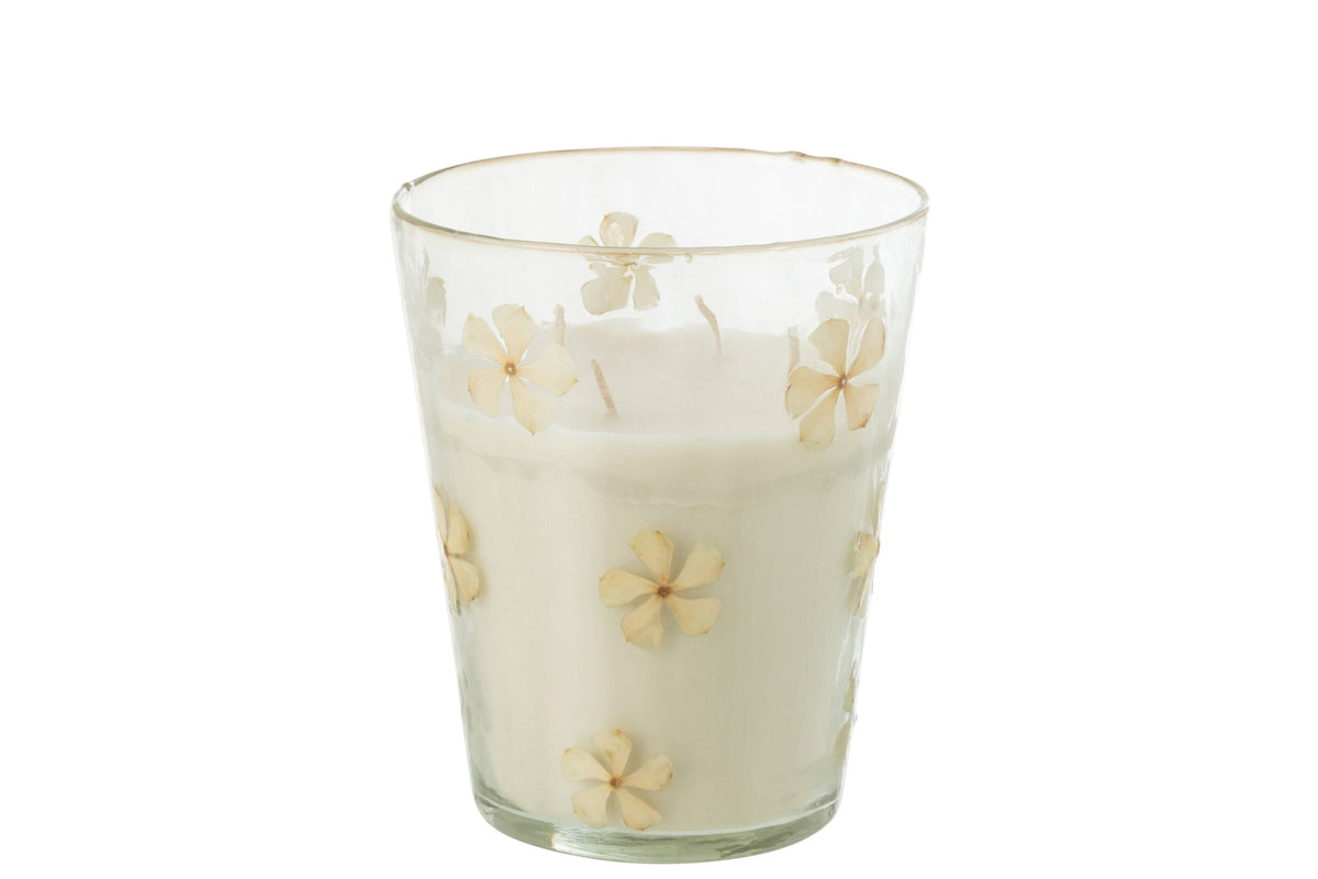 Geurkaars Bloemen Glas Transparant Large - 75 Uur
