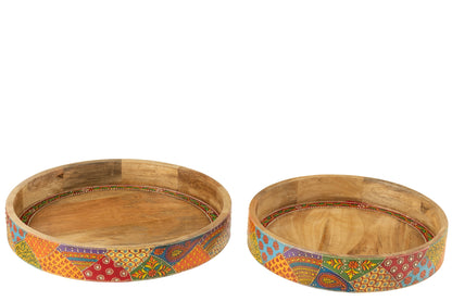 Set van 2 dienblad 2 handvat Delhi mango hout mix