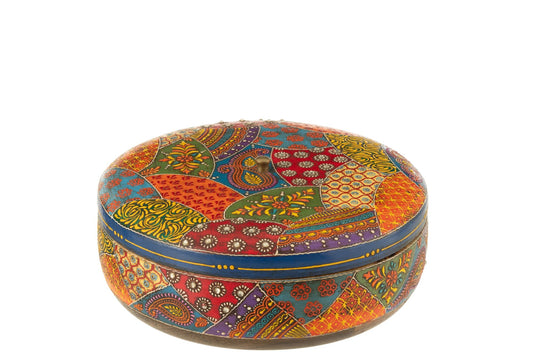 Doos + deksel Delhi rond mango hout mix