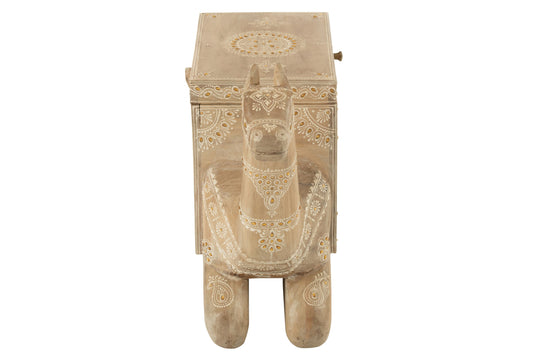 Koffer camel mango hout naturel/wit