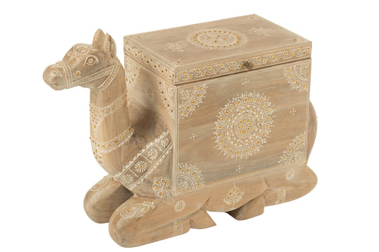 Koffer camel mango hout naturel/wit