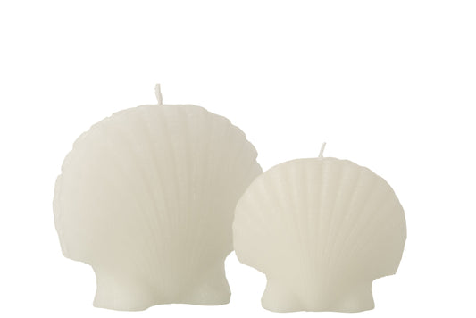 Kaars Schelp Wax Wit Large - 8 Uur