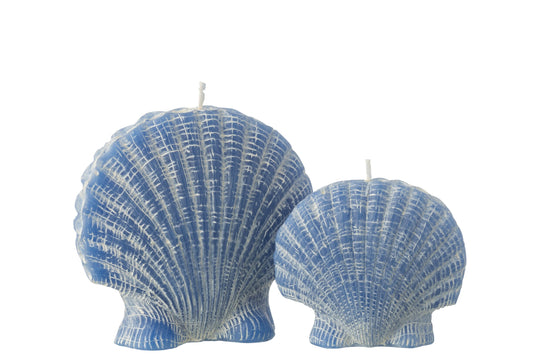 Kaars Schelp Wax Blauw Large - 8 Uur
