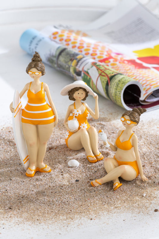 Beach Ladies Resin Orange Assortment Of 3