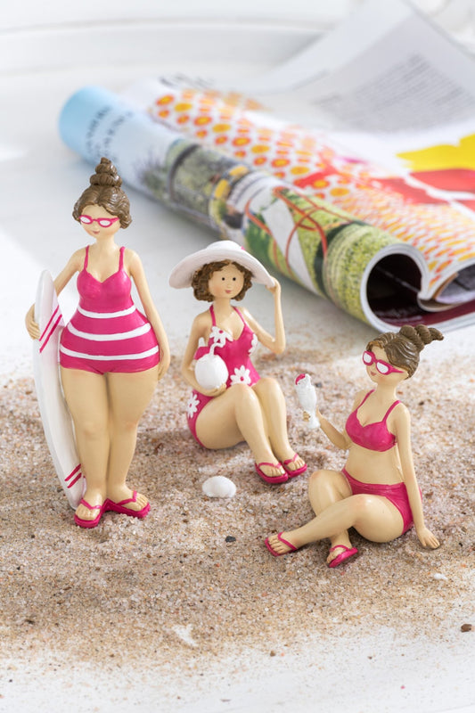 Beach Ladies Resin Pink Assortment Of 3