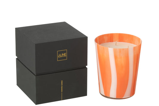 Geurkaars Noa Strepen Oranje Medium -68uur