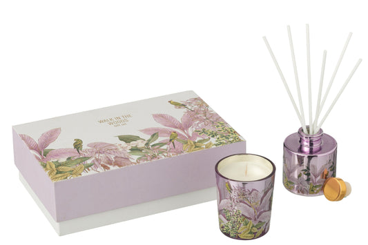 Geschenkset Geurkaars+Geurolie Walk In The Woods Roze