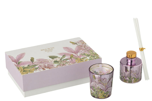 Geschenkset Geurkaars+Geurolie Walk In The Woods Roze