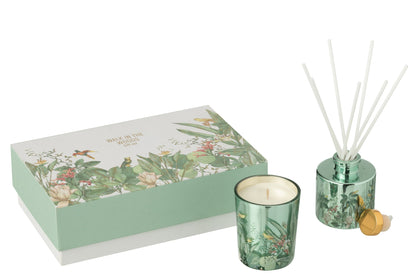 Geschenkset Geurkaars+Geurolie Walk In The Woods Groen