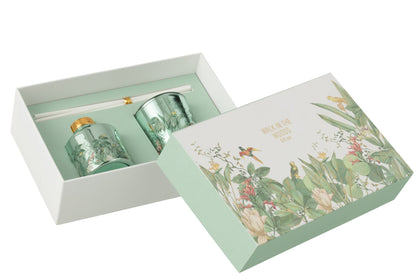 Geschenkset Geurkaars+Geurolie Walk In The Woods Groen